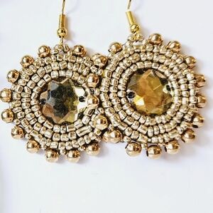 2/$27 | Gold Shield Beaded Indigenous Hoop Earrings | Handmade Native American